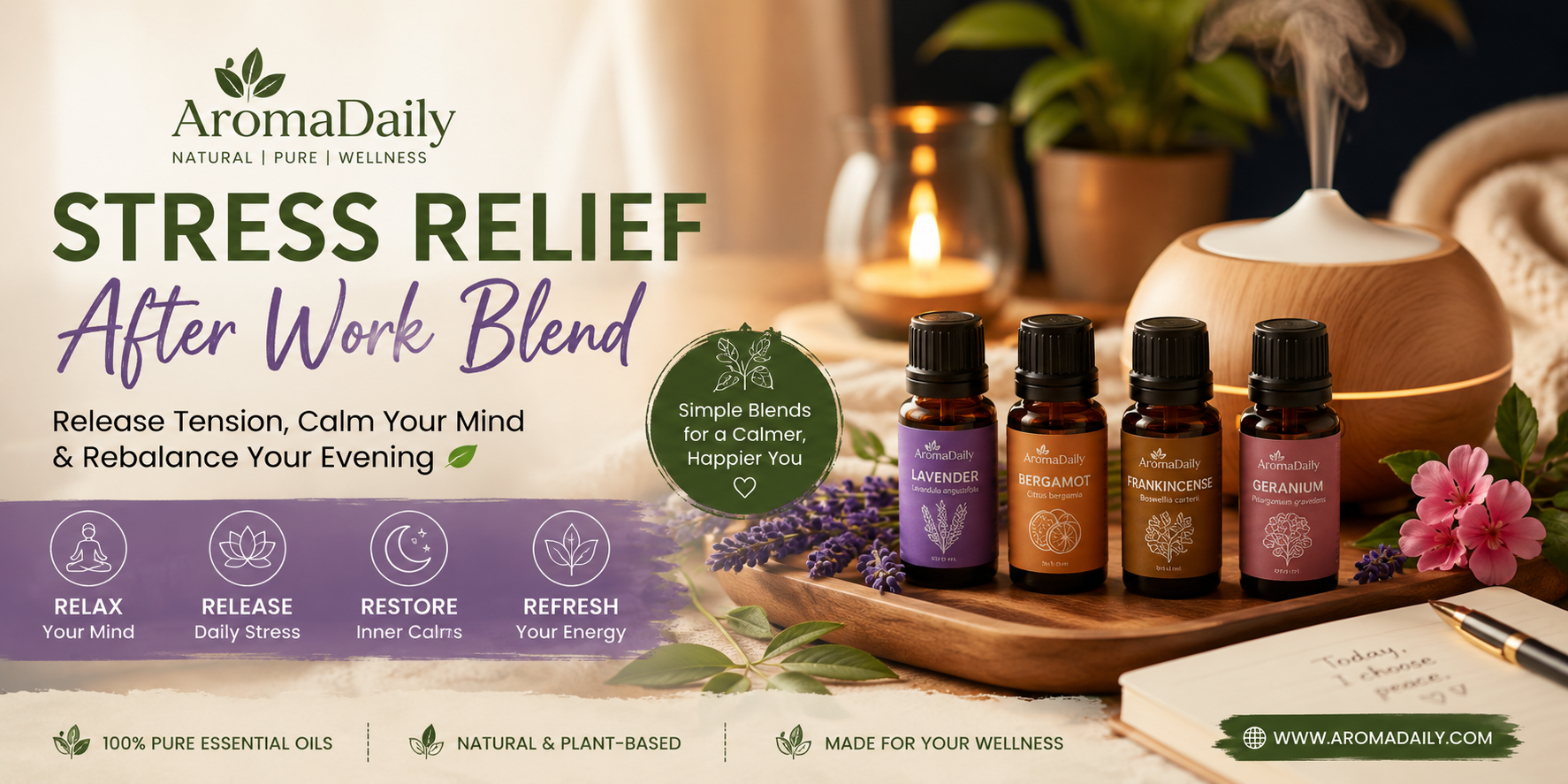 🌿 Stress Relief After Work Blend | AromaDaily🌱
