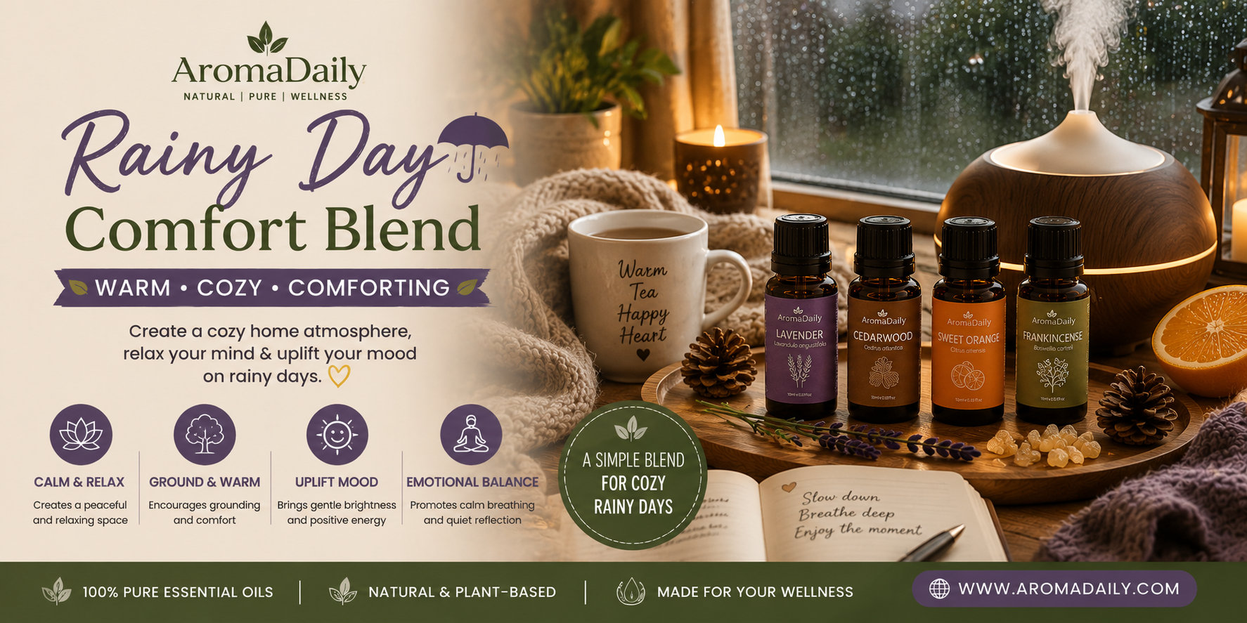 🌧️ Rainy Day Comfort Blend | AromaDaily✨